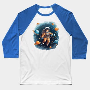Colorful Astronaut in Space #12 Baseball T-Shirt